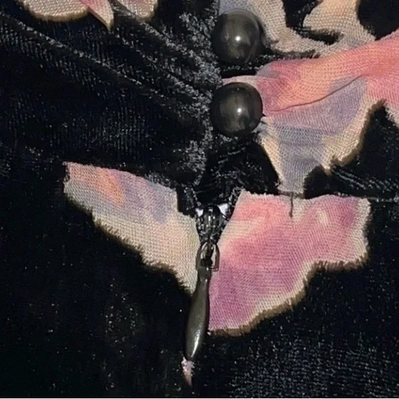 Nanette Lepore Floral Velvet-Like Dress | Soft Luxe Feel | Keyhole Neckline - Picture 12 of 13